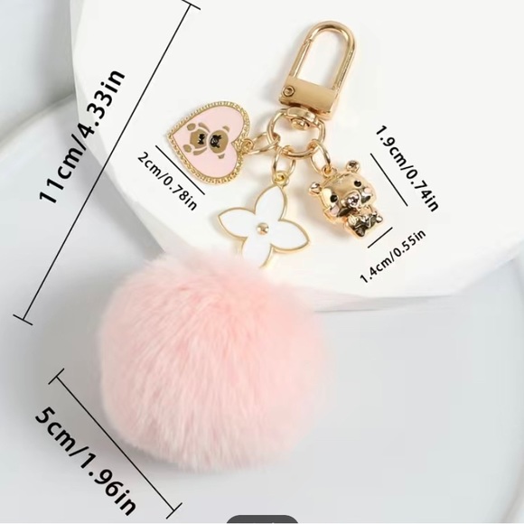 Black PomPom Bag Charm Keychain - Picture 3 of 3